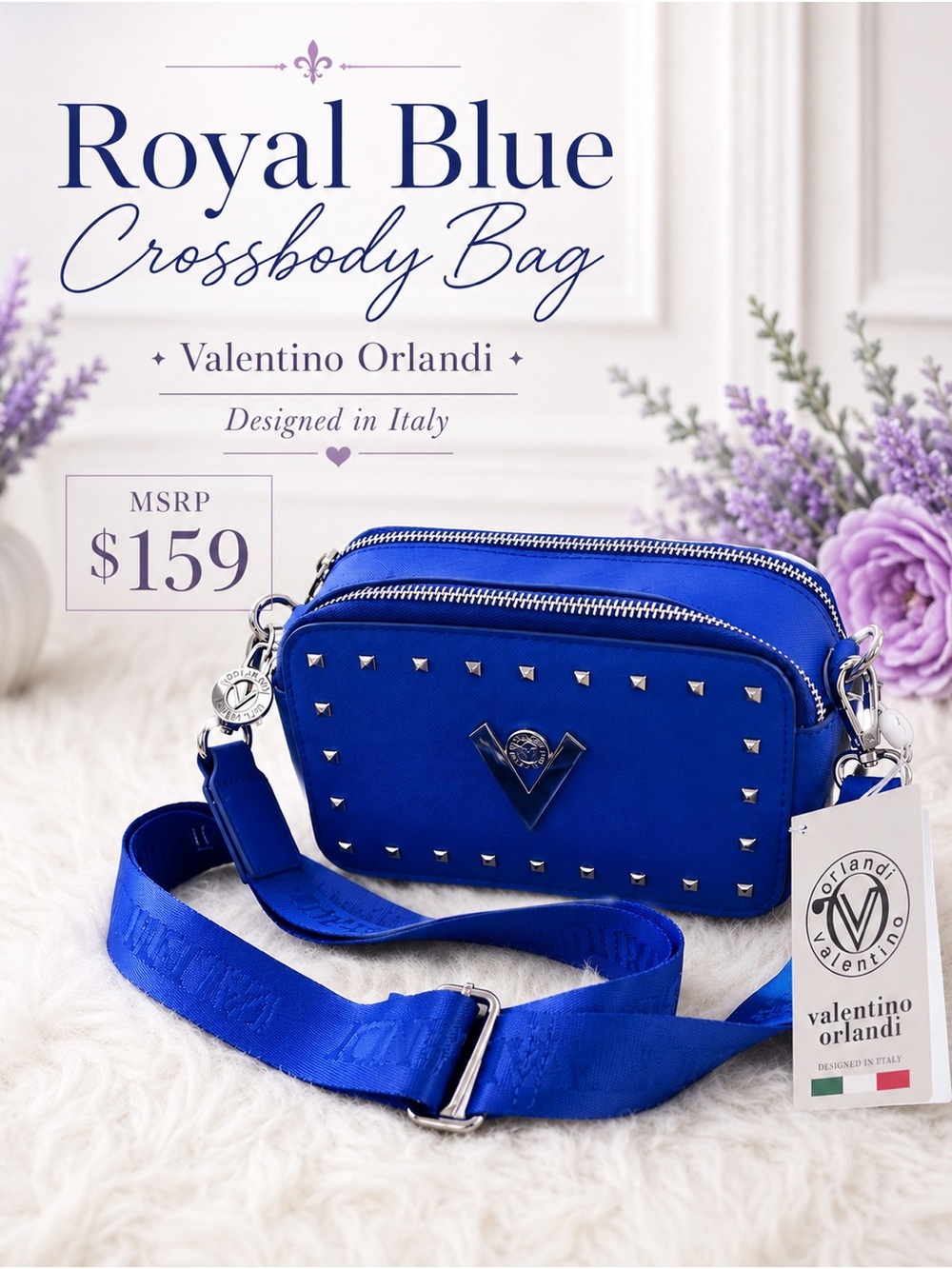 Valentino Orlandi Blue Studded Crossbody